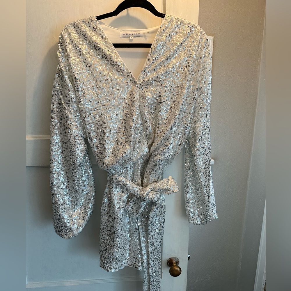 Endless Rose Silver Sequin Romper